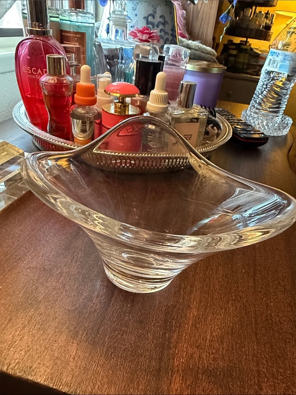 Appears to be Baldwin atomic triangle crystal dish,